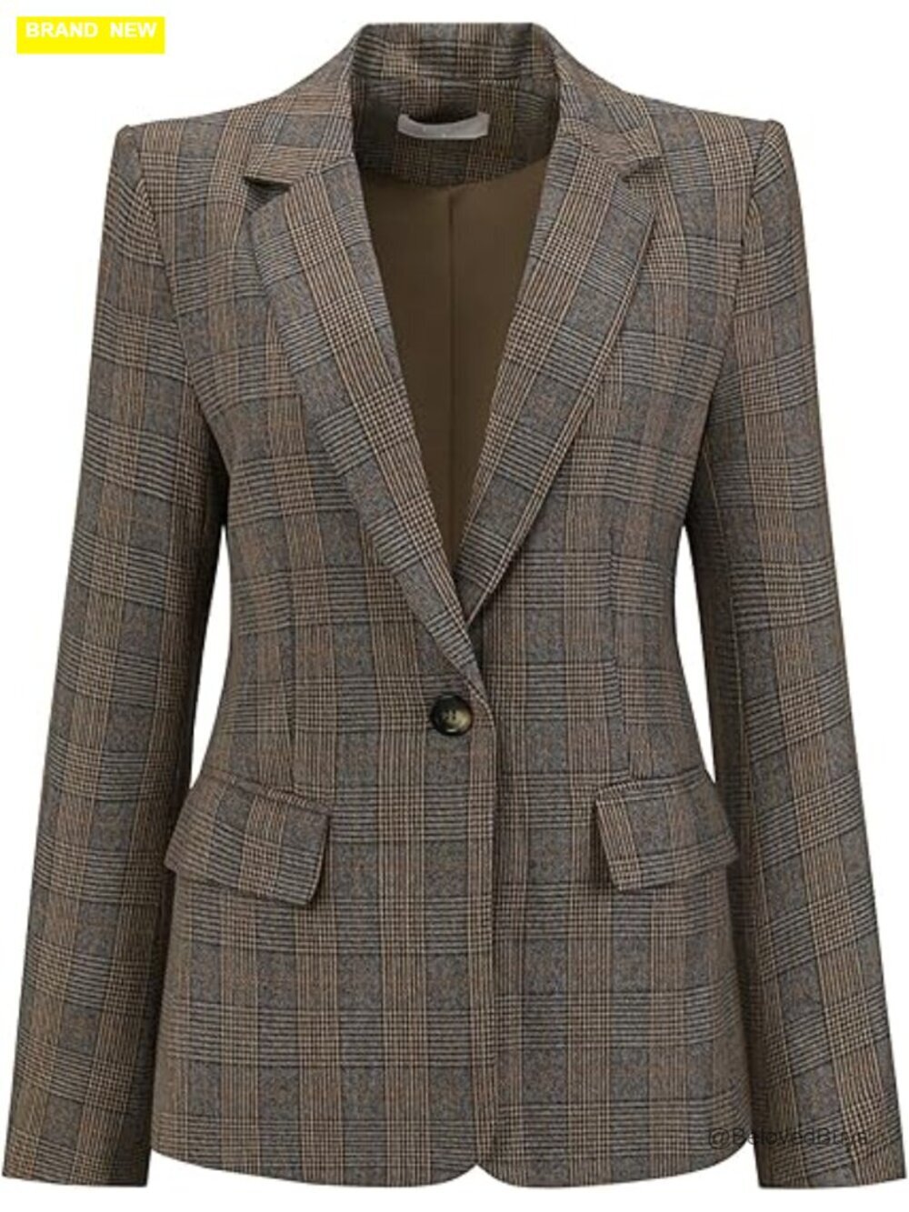Houndstooth Plaid Blazer Jacket Work Business Casual Suit